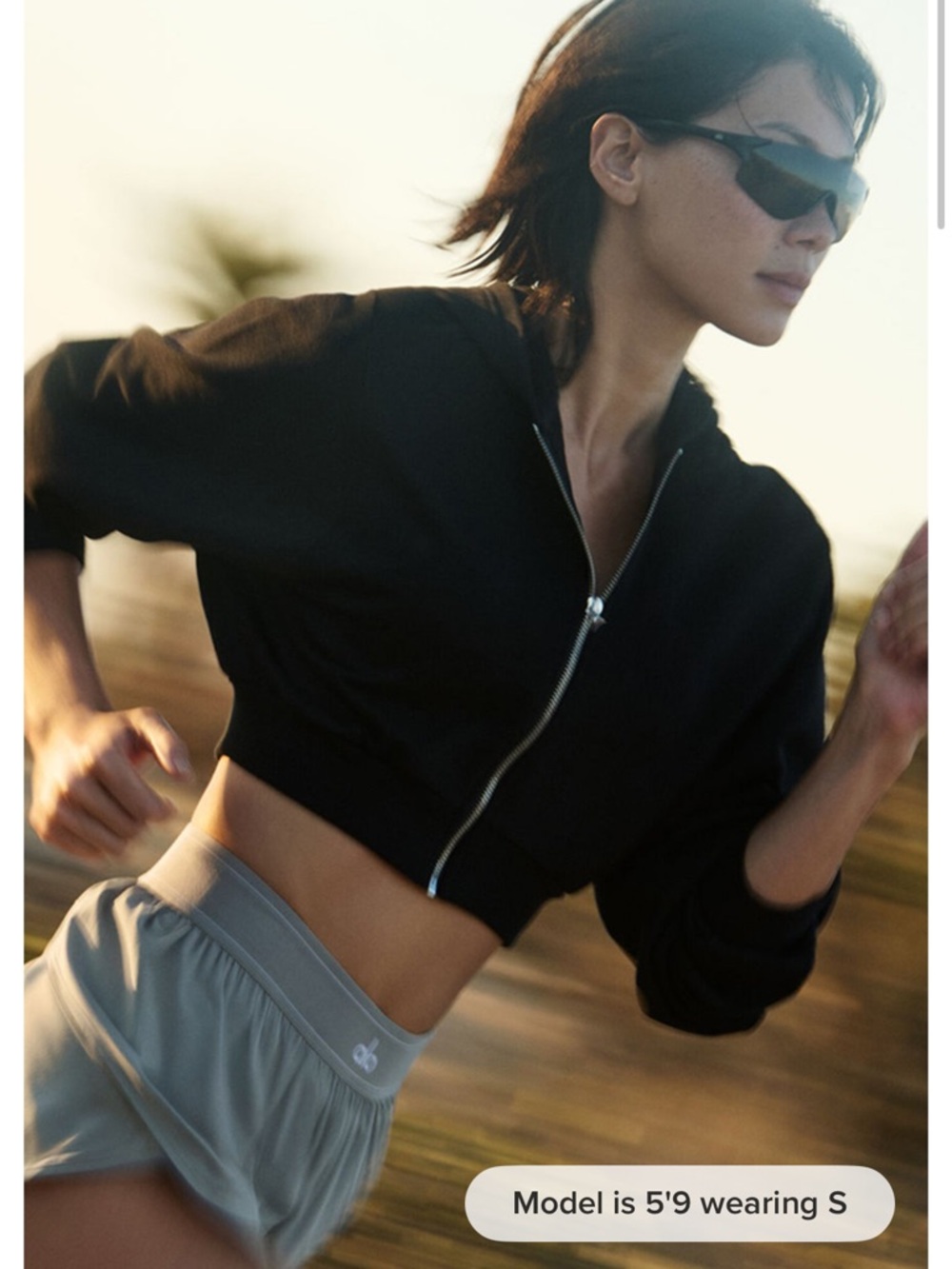 ALO Yoga Black Cropped Zip Hoodie Jacket